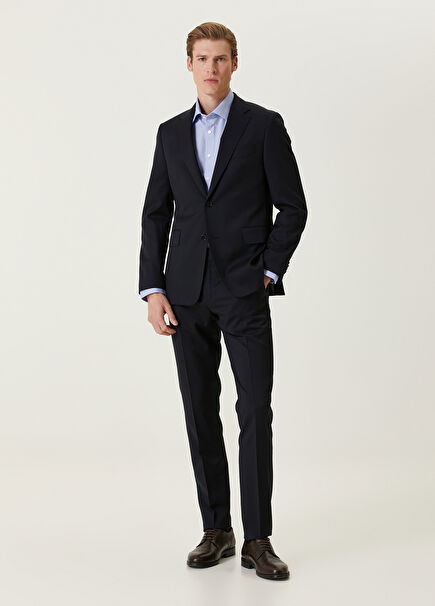 Drop 7 Navy Blue Wool Suit