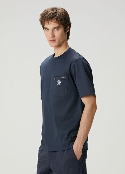 Lacivert Logo Baskılı T-shirt