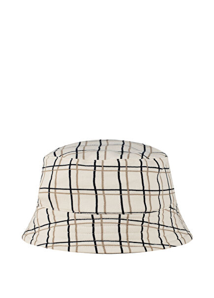 Grid Striped Beige Boy's Bucket Hat