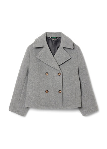 Koyu Gri Oversize Fit Kadın Kaban