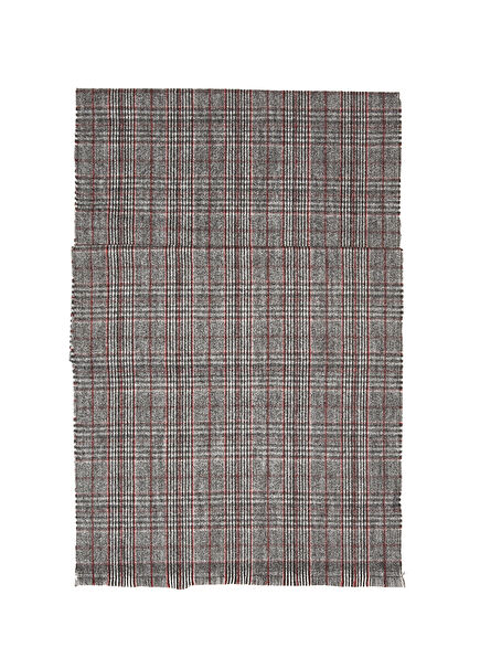 Gri Kırmızı Ekose Desenli Erkek Atkı