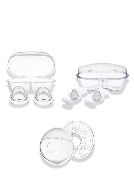 Şeffaf Göğüs Ucu Koruyucu & Göğüs Kalkanı ve Göğüs Ucu Çıkartıcı 3'lü Emzirme Seti