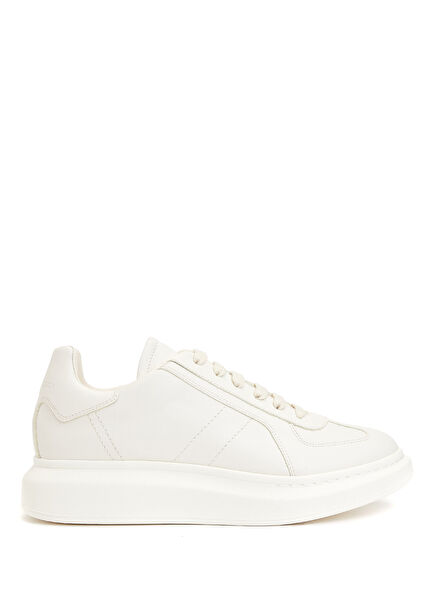 Cream Men's Leather Sneakers