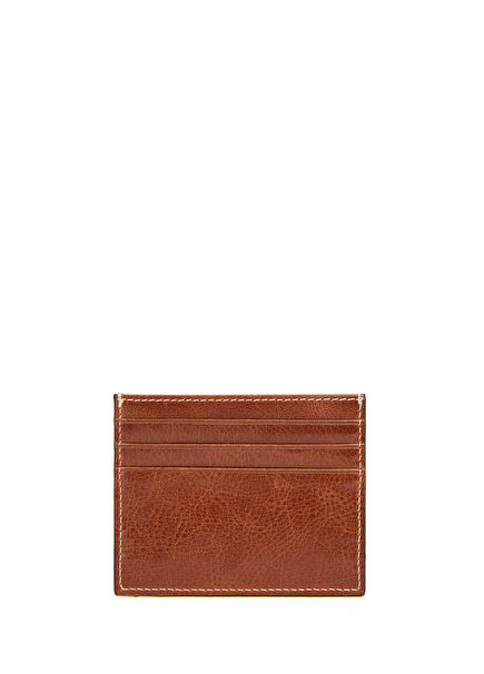 Brown Contrast Stitched Men's Leather Card Holder