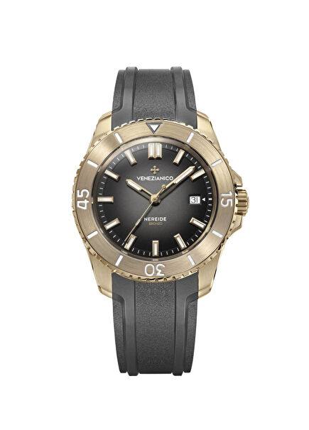 4521555-Nereıde Bronzo Kurmalı Otomatik Gri Silikon Erkek Kol Saati 