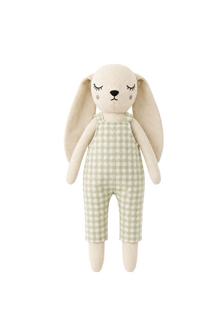 Soft Summer Green Checkered Rabbit Sleeping Companion