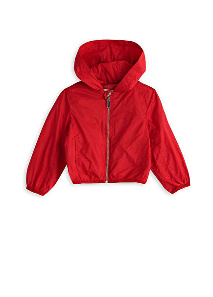 Kırmızı Kapüşonlu Erkek Bebek Eşofman Üstü 