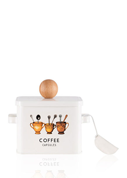 Storage Patterned White Metal Coffee Storage Container