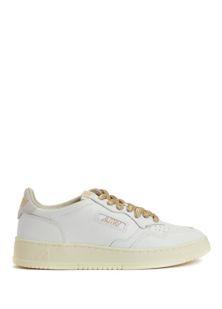 Medalist White Tan Women's Leather Sneakers