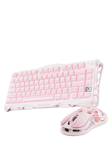 Mercury K1+M1 Pro Sakura Pink Wireless RGB Lighted Mechanical Q Gaming Keyboard and Optical Mouse Set