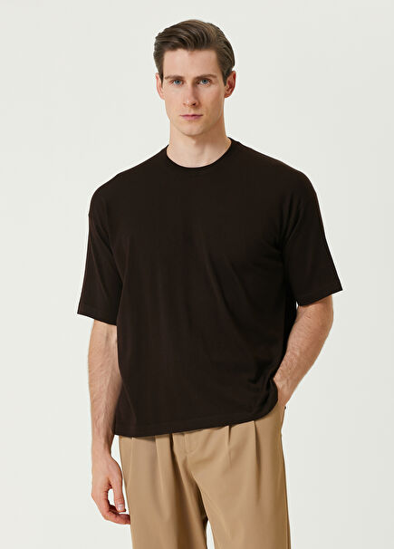 Dlomu Brown Short-Sleeved Wool Sweater
