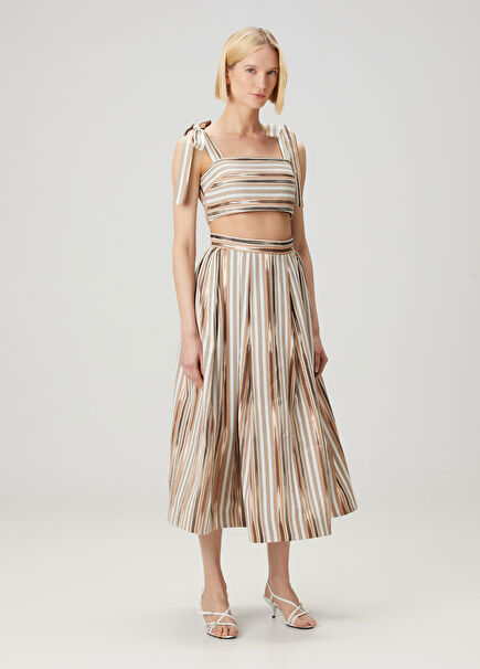 Multicolored Midi Silk Skirt