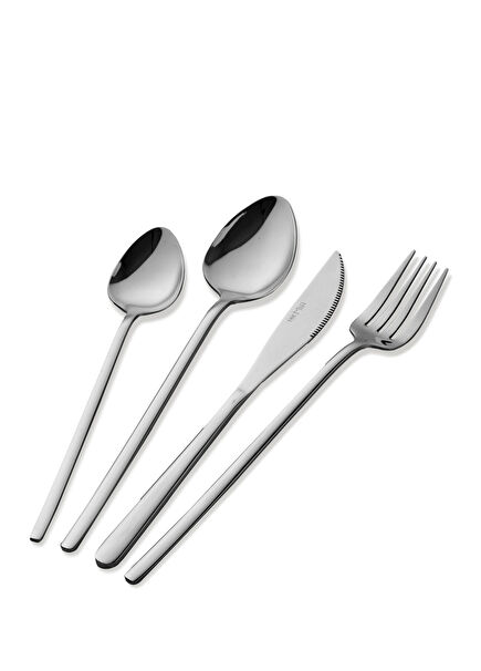 Giallo Gümüş Çelik 6 Kişilik 24 Parça Çatal Kaşık Bıçak Takımı