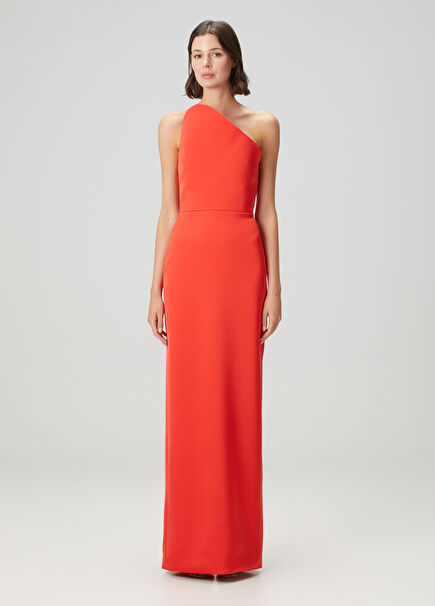 Kırmızı Straplez Maksi Abiye Elbise