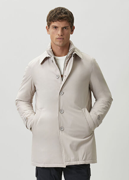 Gray Inner Collar Detailed Overcoat