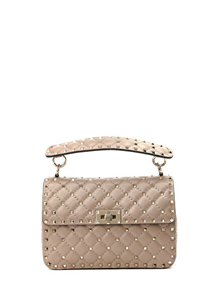 Medium Rockstud Spike Powder Leather Bag