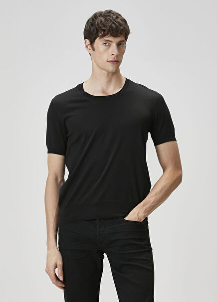 Siyah Kısa Kollu Triko