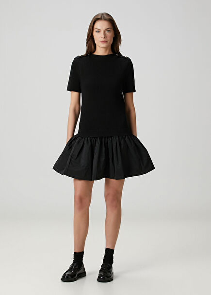 Black Flounce Mini Dress