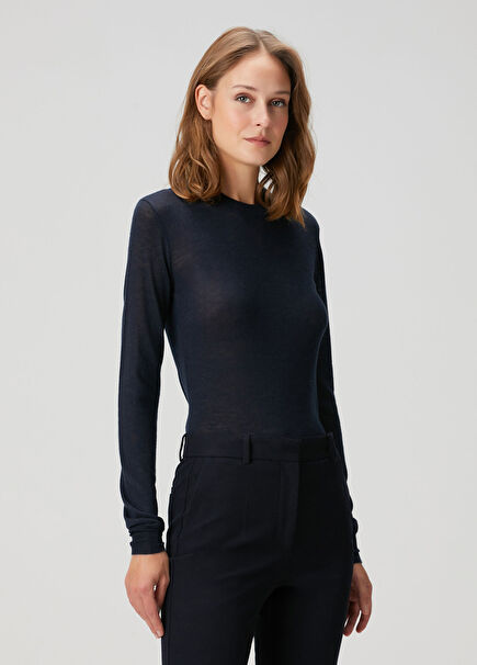 Navy Blue Wool Sweater