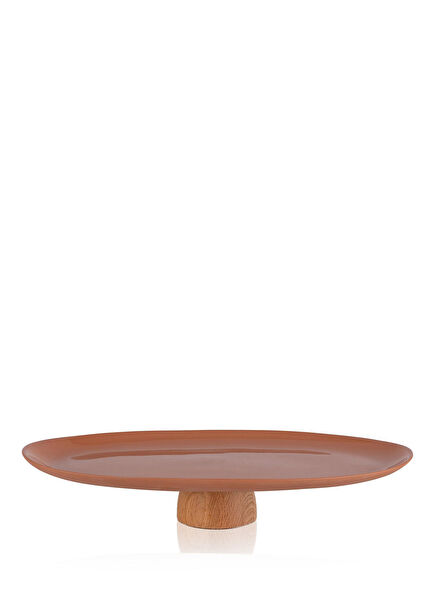 Limoges Terracota Porselen Ahşap Ayaklı Servis Tabağı 34 cm
