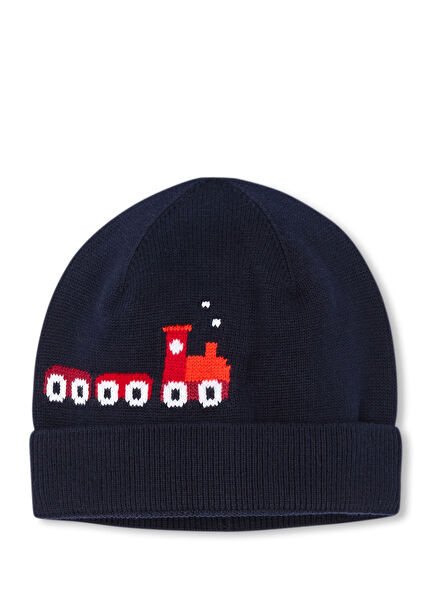 Motif Jersey Knit Navy Blue Baby Boy Beanie