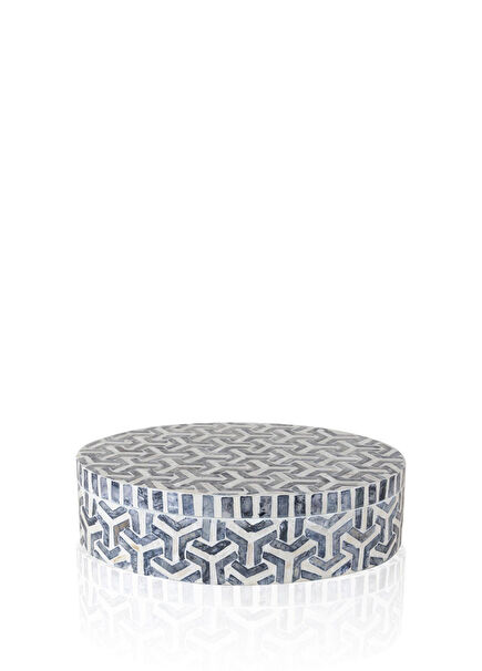 Mother-of-pearl Ceramic Round Decorative Box 30 x 23 cm
