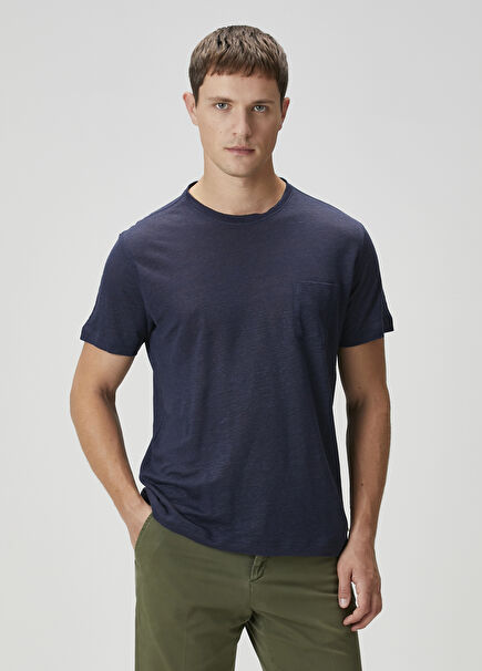 Navy Blue Linen T-Shirt