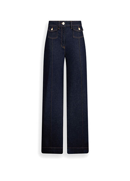 Navy Front Stitched Women's Flare Jeans