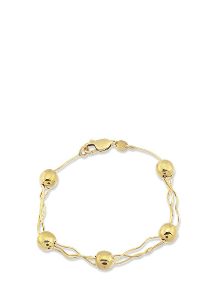 Water Flow 925 Sterling Silver 24K Gold Plated Women's Bracelet