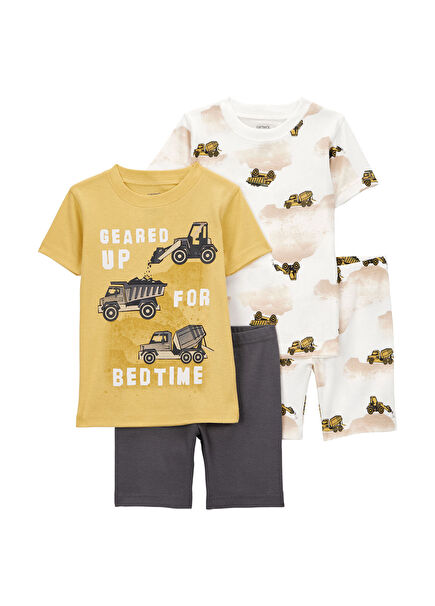 Colorful Short Sleeve Boys' 4-Piece Pajamas Set