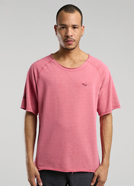 Ny Street Oversize Wide Neck Open Red Short Sleeve Men's T-shirt