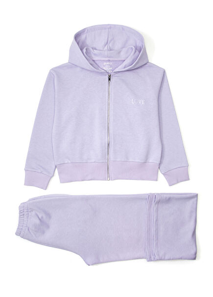 Lila İspanyol Paça Kız Çocuk Eşofman Takımı