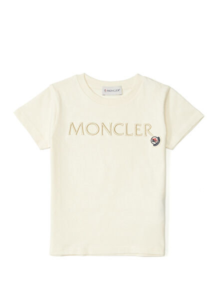 Krem Logolu Kız Çocuk T-shirt