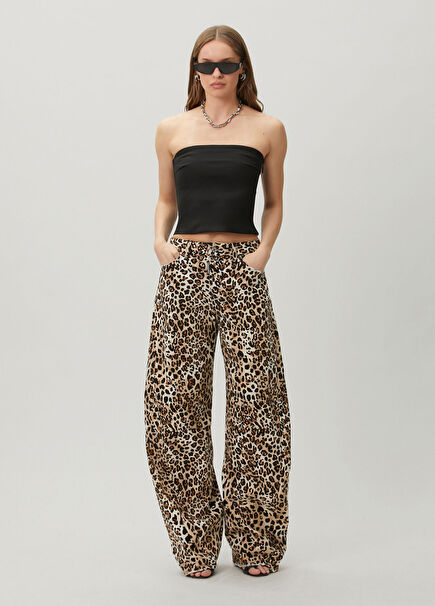 Wild2 Loose Twst Leopar Desenli Jean Pantolon