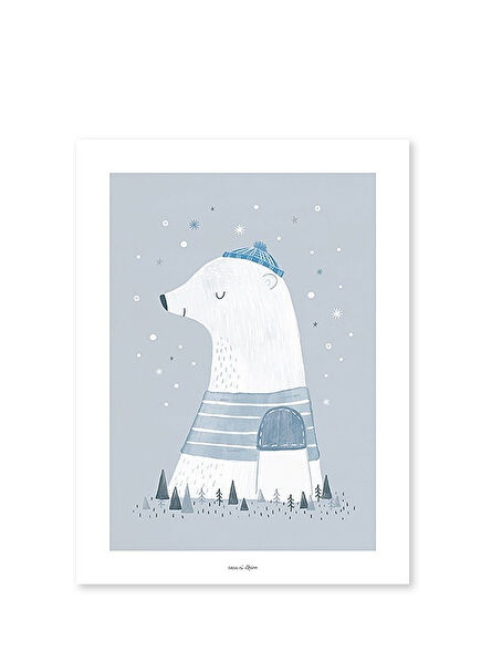 Kutup Ayısı Baskılı Çocuk Odası Tablo