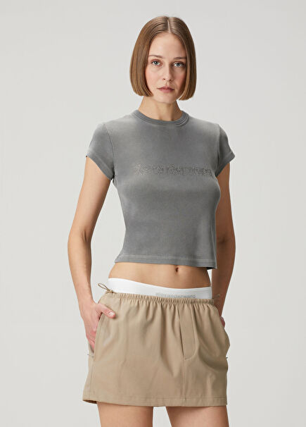 Gri Hotfix Logolu T-shirt