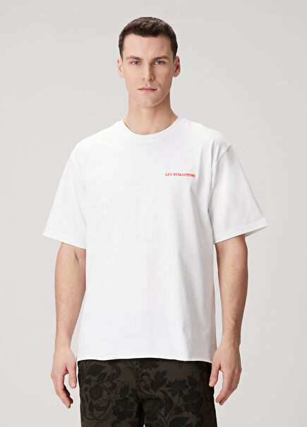 Beyaz Logo Baskılı T-shirt
