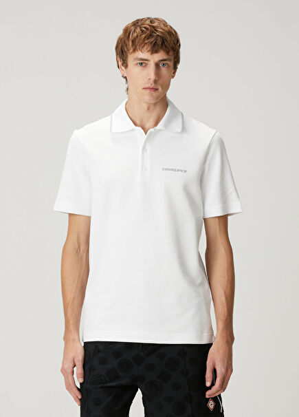 Beyaz Polo Yaka Organik Pamuk T-shirt