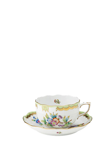 Victorian Patterned Porcelain Teacup and Saucer