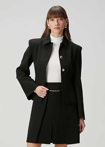 Slim Fit Black Twill Blazer