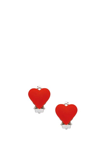 Red Heart Shaped Girls Clip Earrings