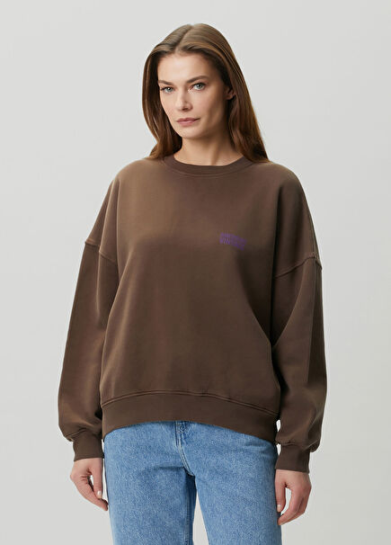 Plizzy Kahverengi Logo Baskılı Sweatshirt