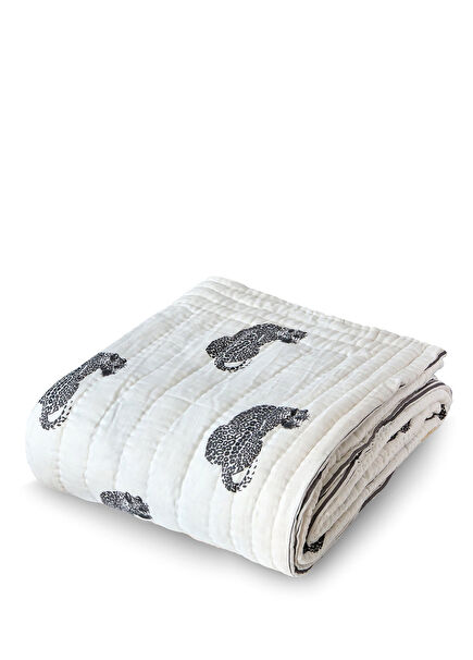 Wild Leopard Kırık Beyaz Organik Pamuk Çift Kişilik Yatak Örtüsü 220 x 240 cm