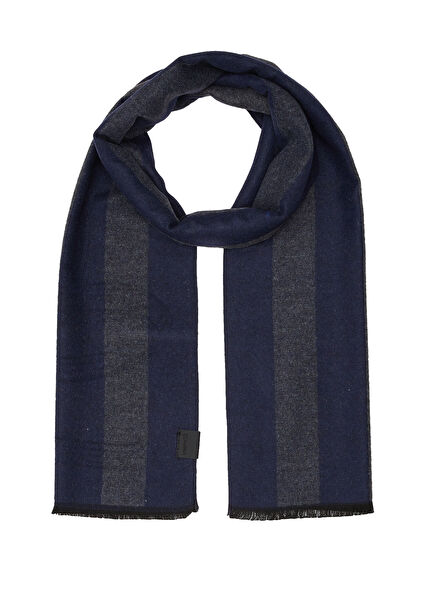 Lacivert Desenli Erkek Atkı