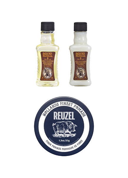 Daily Shampoo 100 ml + Daily Conditioner 100 ml + Fiber Pomade 35 gr Hair Care Set for Men