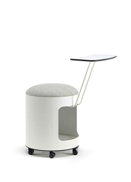 R2 Writing Tray Equipped Metal Boxed Gray Pouf