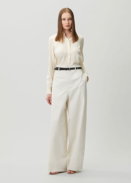 Kırık Beyaz Wide Leg Pantolon