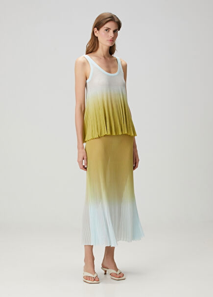 Theresa Green Blue Gradient Midi Skirt