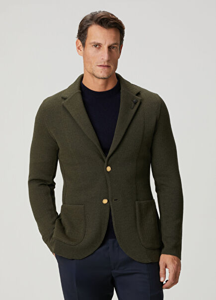 Green Jacquard Wool Jacket