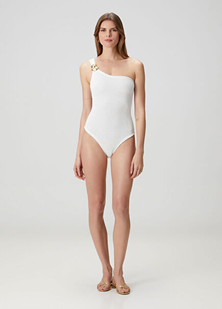 Gaia White One-Shoulder Swimsuit